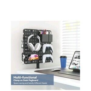 KDD 7 in 1 Clamp-on Desk Pegboard - No Drill Side Storage with Black